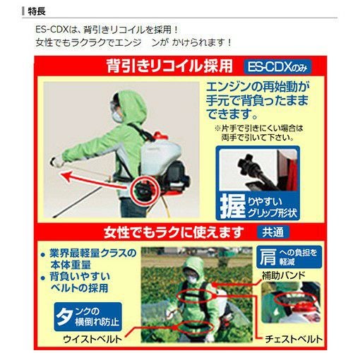 工進 背負い式 エンジン噴霧器（カスケード式動噴）10L ES-10C | 買援
