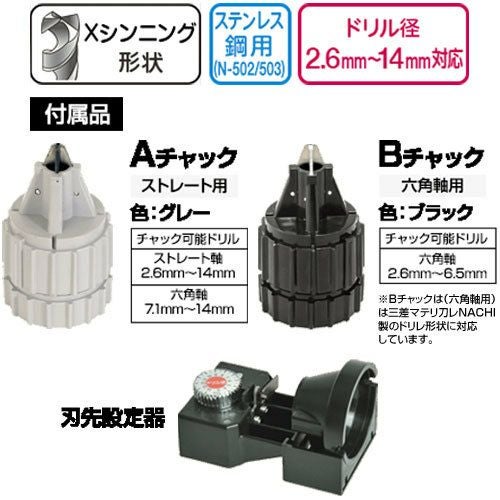 ニシガキ 鉄工ドリル研磨機 ドリ研 X14 AB型 (ステンレス鋼用) N-503