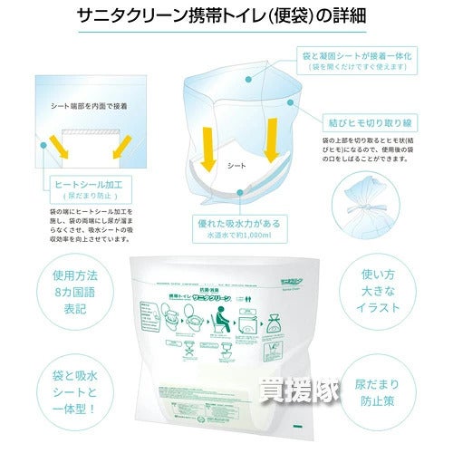 総合サービスサニタクリーン簡単トイレ便袋20枚入BS-140【簡易トイレ用便袋凝固シート一体型防臭抗菌効果ラクラク処理携帯吸収凝固防災非常用災害非常時断水時】【おしゃれおすすめ】[CB99]