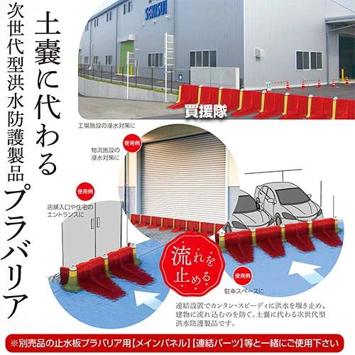 《法人限定》積水テクノ 止水板プラバリア用 エンドパーツ SPBEPR 【簡単 早い 土不要 土のう 土嚢 土のいらない 砂袋 の代わり パーツ 部品 水害 浸水 災害 防災 時 対策 非常用 対策 ゲリラ豪雨 台風対策 洪水 水 止】