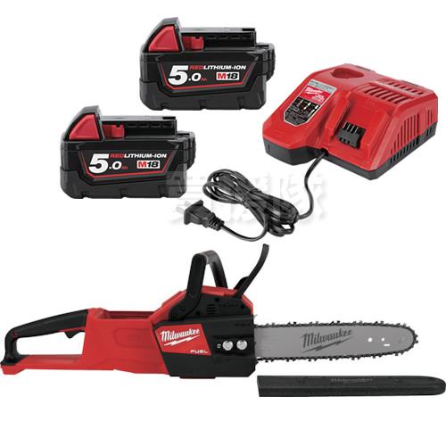 ミルウォーキーツール・ジャパン合同会社 milwaukee M18 FUEL 406mm チェーンソー M18_FCHS-0G0_JP ＆ M18 5.0AH バッテリー2個 M18_B5_JP ＆ M12-M18 充電器 M12-18FC_JP 3点セット 【充電式 チェンソー】