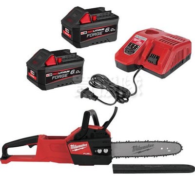 ミルウォーキーツール・ジャパン合同会社 milwaukee M18 FUEL 406mm チェーンソー M18_FCHS-0G0_JP ＆ FORGE 6.0AH バッテリー 2個 M18_FB6_JP ＆ M12-M18 充電器 M12-18FC_JP 3点セット 【充電式 チェンソー】